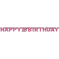 Amscan Swirl Decoration Happy Birthday 18 Pink & Black