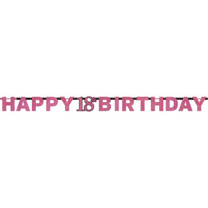 Amscan Letterbanner Happy 18th Birthday Pink & Black