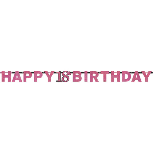 Letterbanner Happy 18th Birthday Pink&Black 