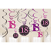 Amscan Swirl Decoration Happy Birthday 18 Pink & Black