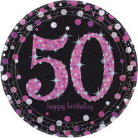 Amscan Letterbanner Happy 50th Birthday Pink & Black