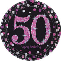 Amscan Servetten 50 Sparkling Celebration Pink & Black