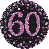 Amscan Swirl Decoration Happy Birthday 60 Pink & Black