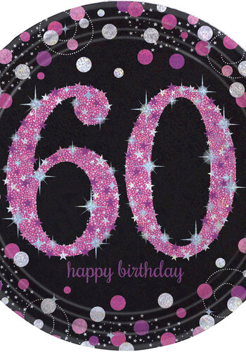 Bordjes 60 Sparkling Celebration Pink&Black - 8 st - 23cm 