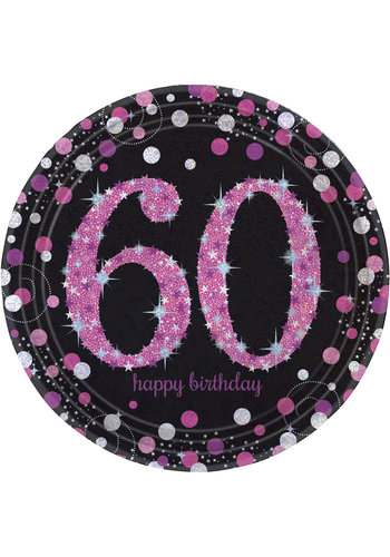 Bordjes 60 Sparkling Celebration Pink&Black - 8 st - 23cm 