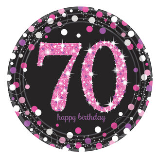 Amscan Bordjes 70 Sparkling Celebration Pink&Black - 8 st - 23cm