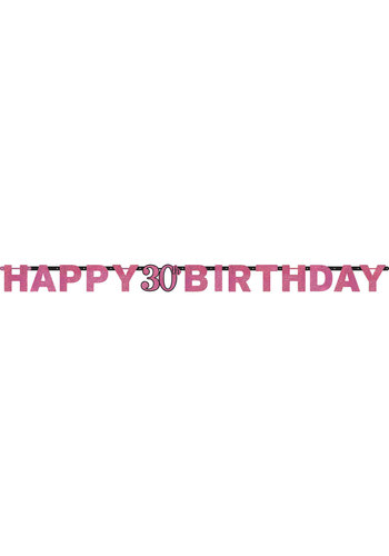 Letterbanner Happy 30th Birthday Pink&Black 