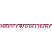 Amscan Swirl Decoration Happy Birthday 40 Pink & Black