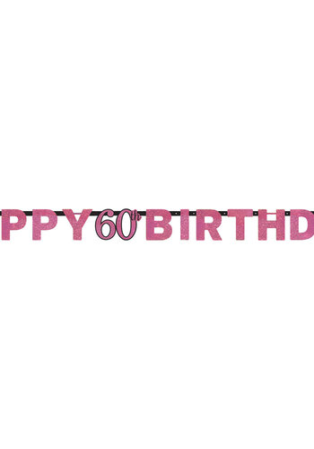 Letterbanner Happy 60th Birthday Pink&Black 