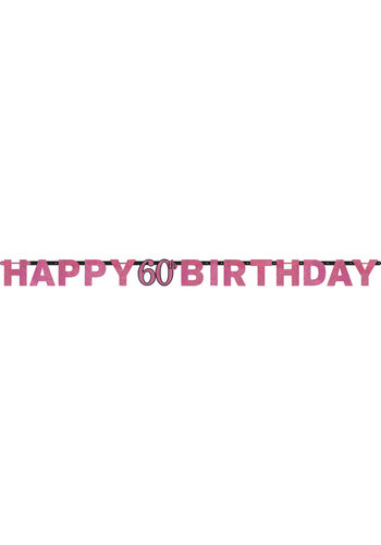 Letterbanner Happy 60th Birthday Pink&Black 