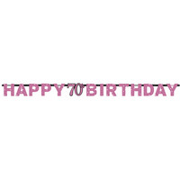 Letterbanner Happy 70th Birthday Pink & Black