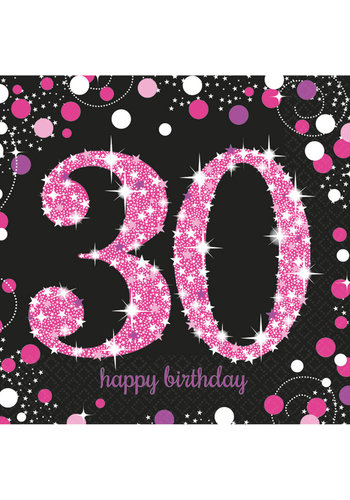 Servetten 30 Sparkling Celebration Pink&Black - 16 st - 33x33cm 