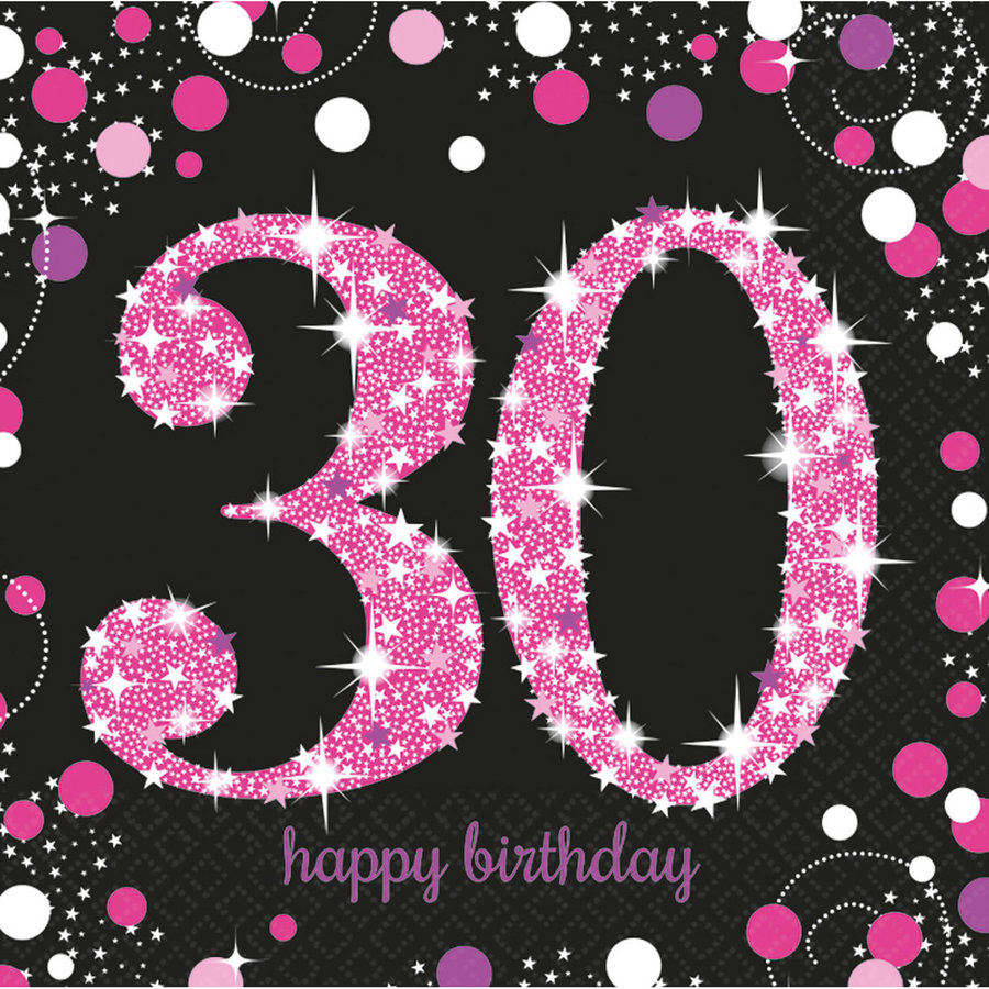 Servetten 30 Sparkling Celebration Pink & Black-1