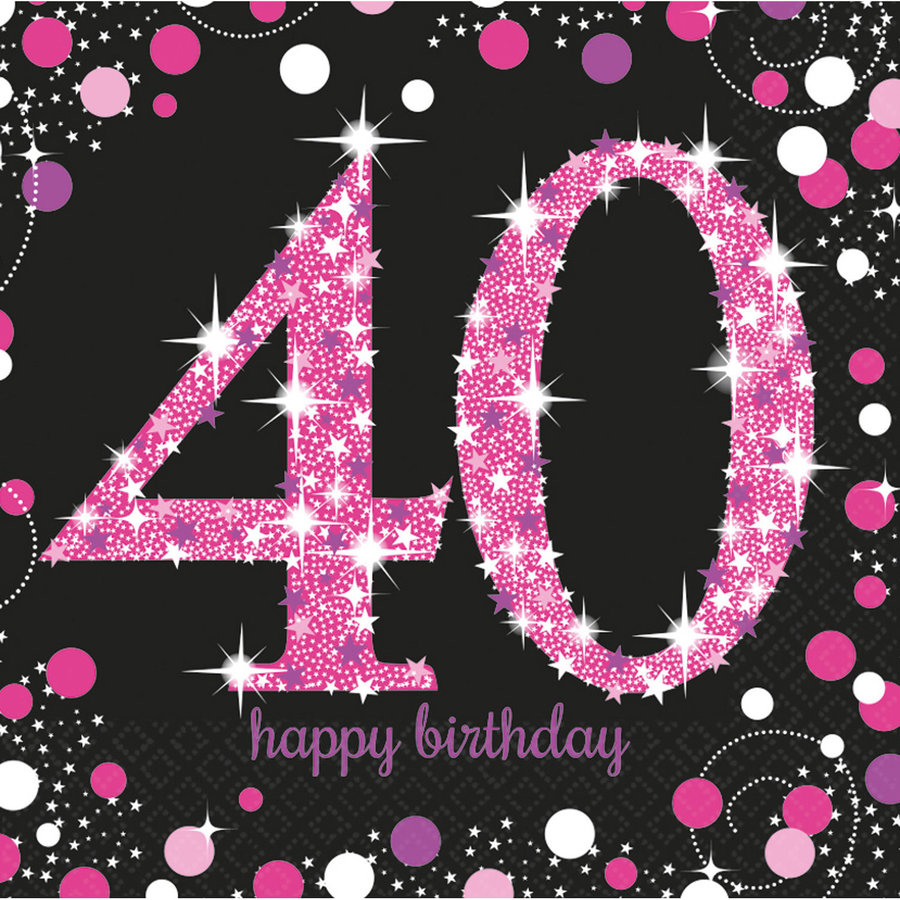 Servetten 40 Sparkling Celebration Pink & Black-1