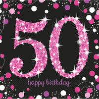 Servetten 50 Sparkling Celebration Pink & Black