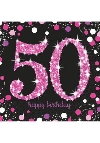 Servetten 50 Sparkling Celebration Pink & Black 