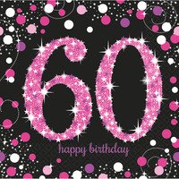 Amscan Swirl Decoration Happy Birthday 60 Pink & Black
