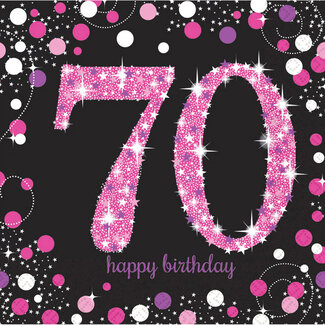 Amscan Servetten 70 Sparkling Celebration Pink&Black - 16 st - 33x33cm