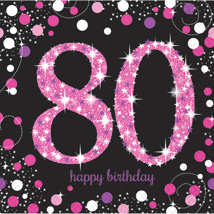 Servetten 80 Sparkling Celebration Pink & Black-1