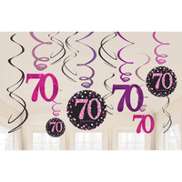 Amscan Letterbanner Happy 70th Birthday Pink & Black