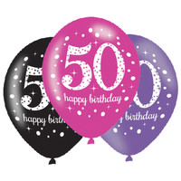Ballonnen 50 Sparkling Celebration Pink & Black