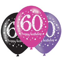 Amscan Swirl Decoration Happy Birthday 60 Pink & Black