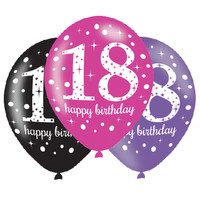 Ballonnen 18 Sparkling Celebration Pink & Black