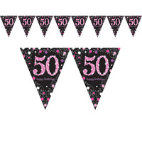 Amscan Letterbanner Happy 50th Birthday Pink & Black