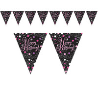 Amscan Bordjes Happy Birthday Sparkling Celebration Pink & Black