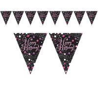 Amscan Confetti Happy Birthday Sparkling Celebration Pink & Black