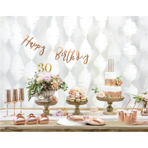 LetterBanner Happy Birthday - rosé goud - 16,5x62cm 