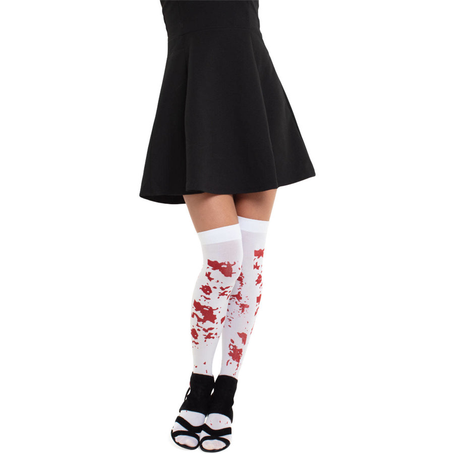 Kousen Stay-up Stockings Wit met Bloed-1