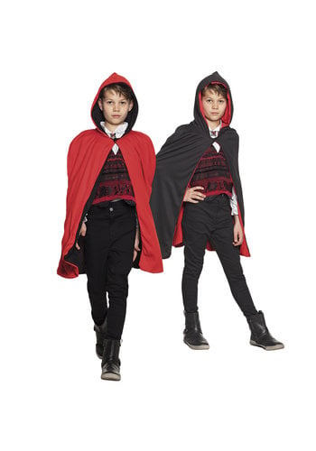 Kindercape Twilight zwart/rood omkeerbaar - 115 cm 