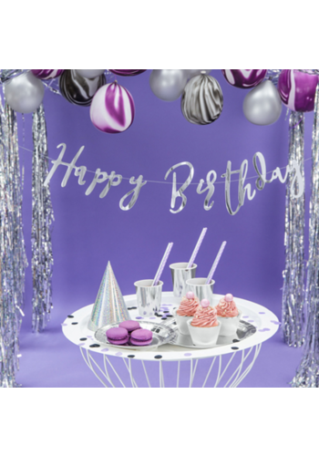 LetterBanner Happy Birthday - Zilver 