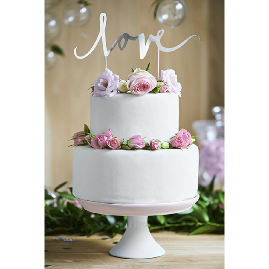 Cake Prikker "Love" - 17cm - Zilver-2