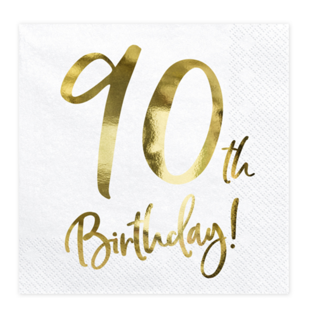Servetten 90th Birthday - 33x33cm - 20 stuks