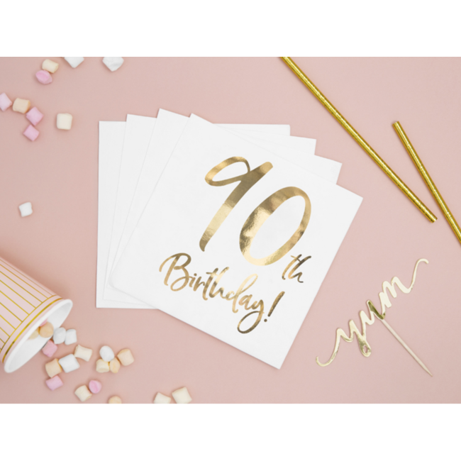 Servetten 90th Birthday - 33x33cm - 20 stuks