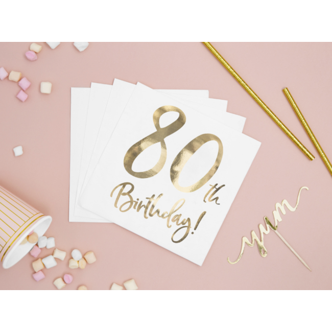 Servetten 80th Birthday - 33x33cm - 20 stuks