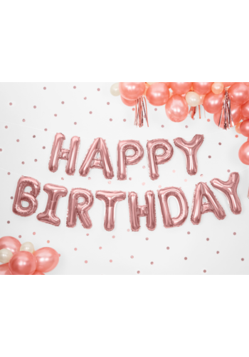 Folieballon Happy Birthday - rose goud 