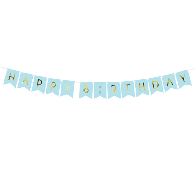Banner Happy Birthday - lichtblauw - 15x175cm