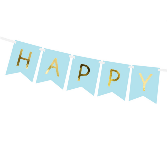 Banner Happy Birthday - lichtblauw - 15x175cm