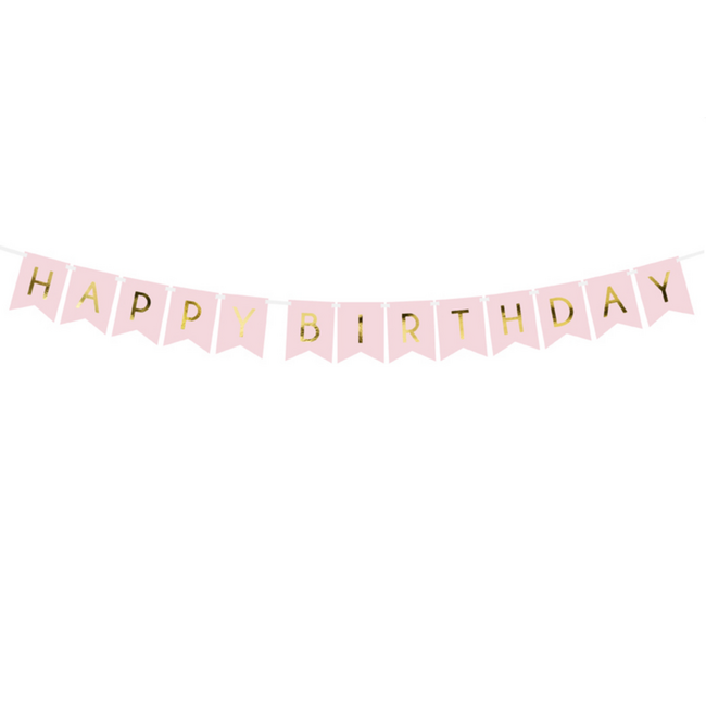 Banner Happy Birthday - lichtroze - 15x175cm