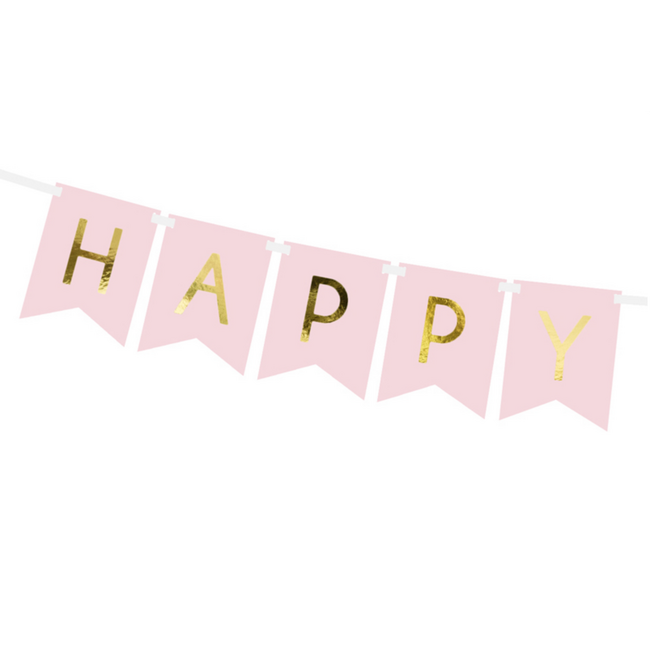 Banner Happy Birthday - lichtroze - 15x175cm
