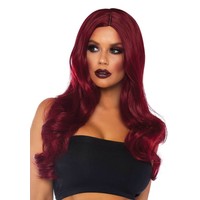 thumb-Long wavy wig - Burgundy-3