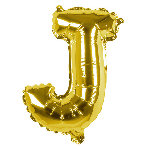 Folieballon J goud - lucht gevuld - 36 cm 