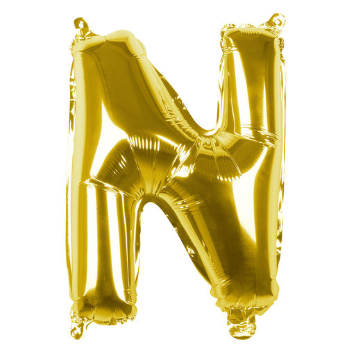 Folieballon N goud - lucht gevuld - 36 cm 