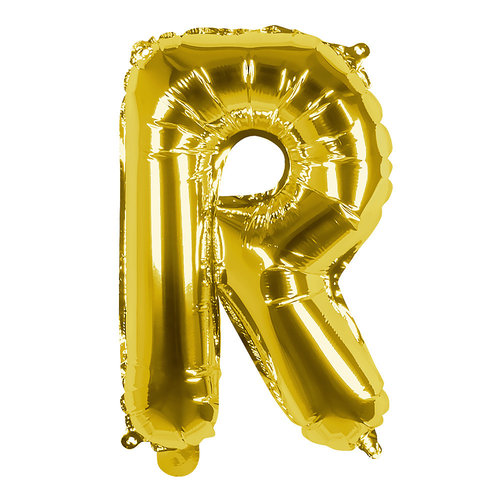 Folieballon R goud - lucht gevuld - 36 cm 