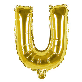 Globos Folieballon U goud - lucht gevuld - 36 cm