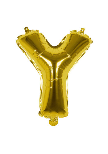 Folieballon Y goud - lucht gevuld - 36 cm 