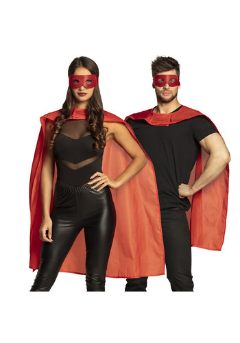 Set Hero rood - oogmasker en cape 90 cm 